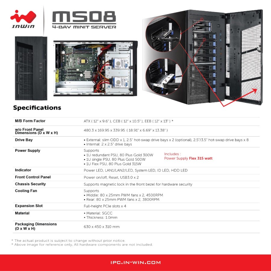 Casing INWIN IW-MS08 8 BAY ITX Mini Server + 315W