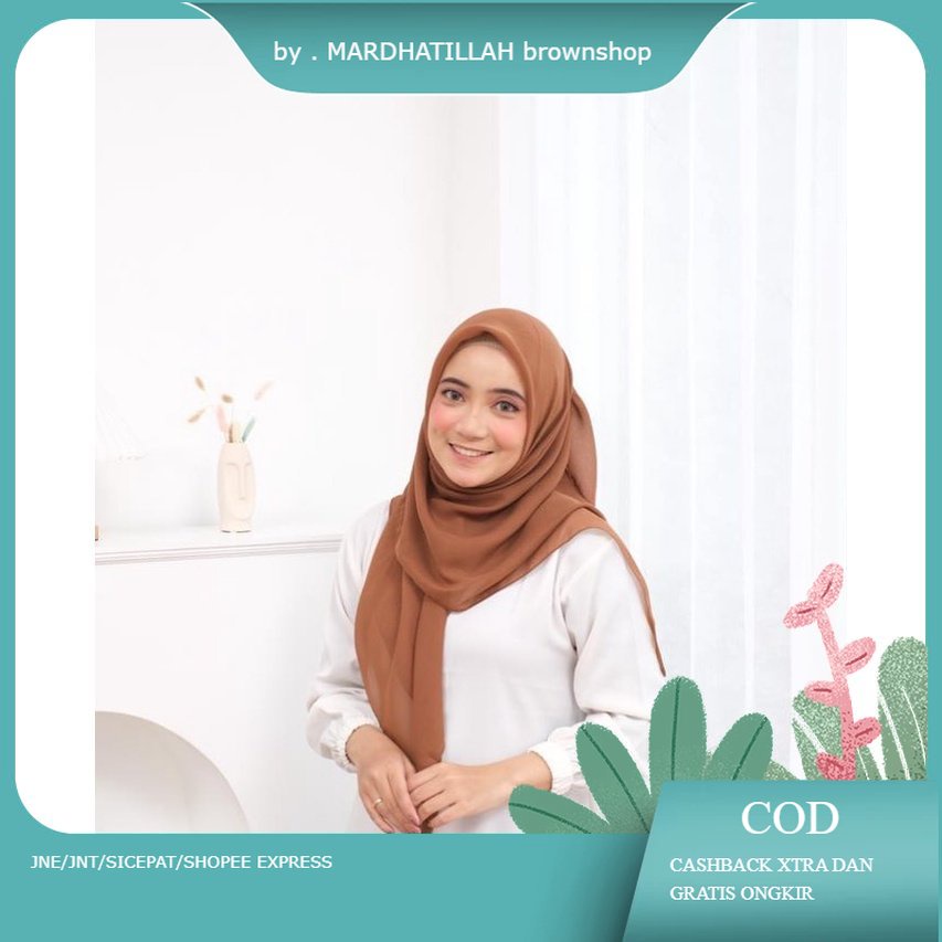 kerudung jilbab segi empat BELLA SQUARE polos bahan double hycon ( pollycotton ) premium jahit tepi 