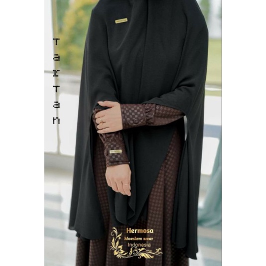 GAMIS SYAR'I HERMOSA ORIGINAL Embos Wolfis Tartan Coklat Tua