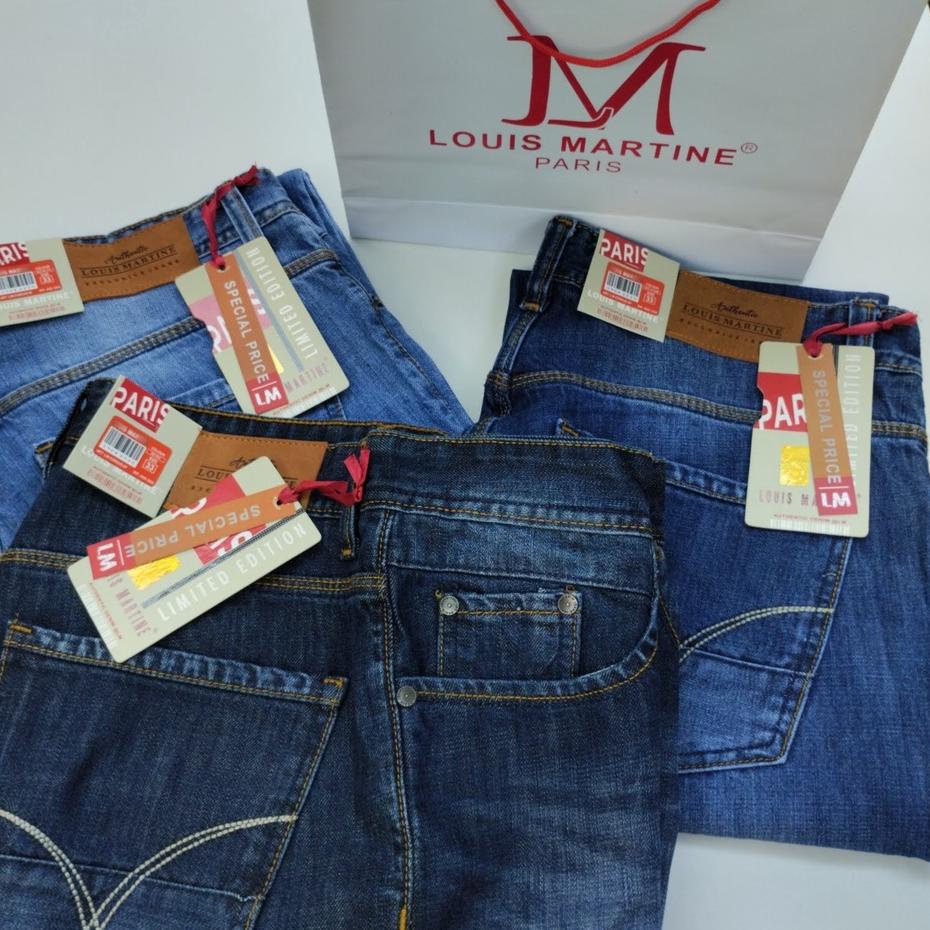 [KODE BWW7A] Celana Jeans Lois Martine Pria Original Asli 100% Panjang Jumbo Premium Size 28-38 Denim Selvegde Standar Slimfit Model - Louis Asli Cowok Kekinian