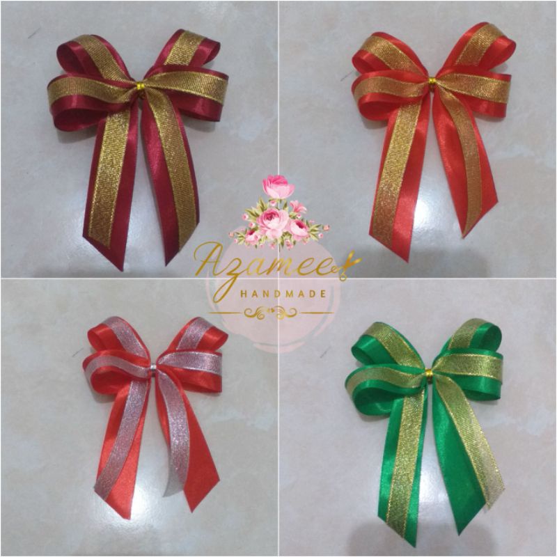 

pita parcel lebaran glitter, pita jadi, pita kado satin, pita hampers