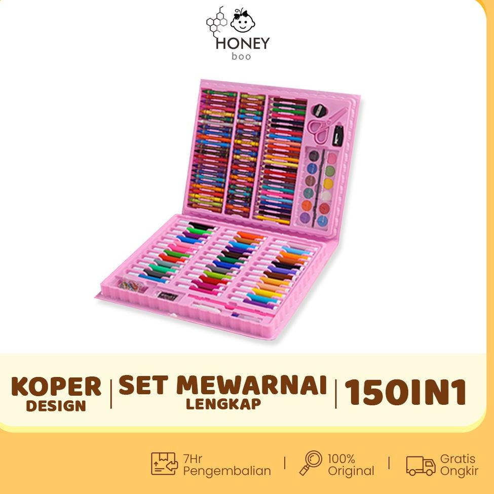

ㄼ Honey Boo - Krayon Anak Set Koper 150 in 1 Crayon Full Alat Melukis Mewarnai Set HOT ITEM 2693 ❁