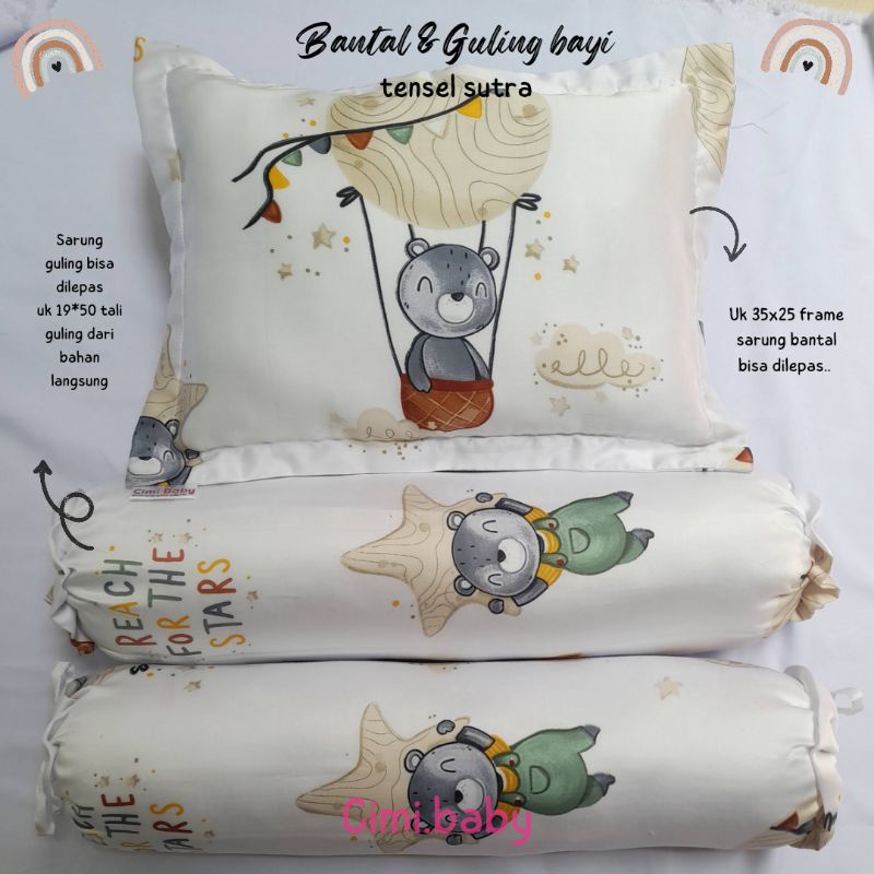 Sarung Bantal Guling Bayi Set Tenc'Ls Sutra Organik 60S Motif Anak