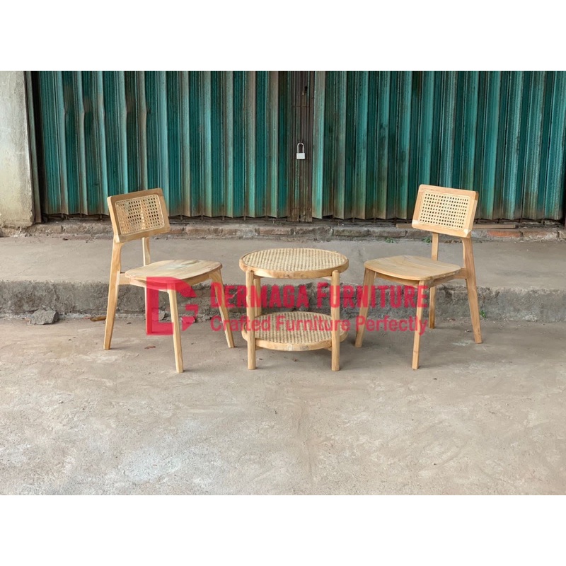 SET TERAS KURSI KOTAK RADIO MEJA ZEA KAYU JATI MINIMALIS CAFE RETRO KOPI MEWAH TERMURAH DERMAGA FURN