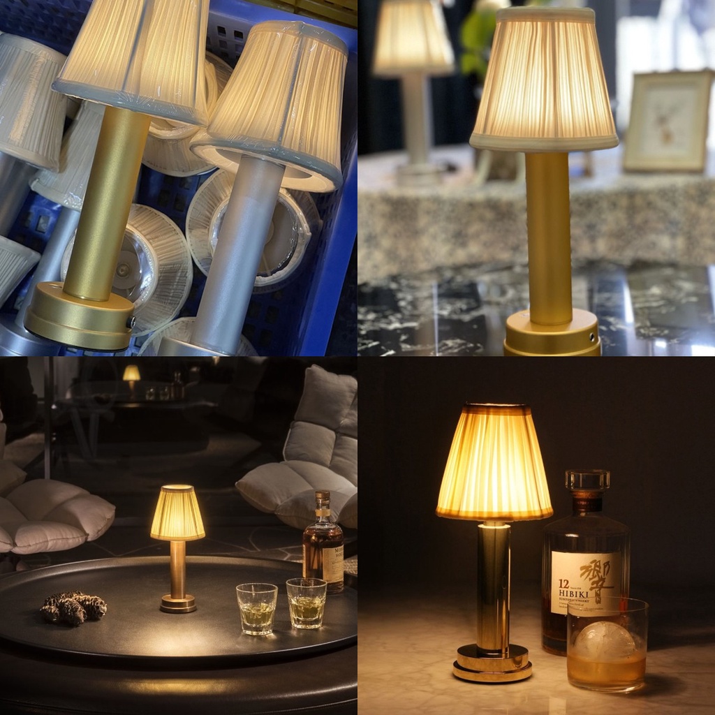 ღ Retro Cordless Lampu Meja 2 Tingkat Touch Led Portabel Suasana Malam Lampu Usb Pengisian Kamar Tidur Restoran Samping Tempat Tidur Dekorasi lampu Meja