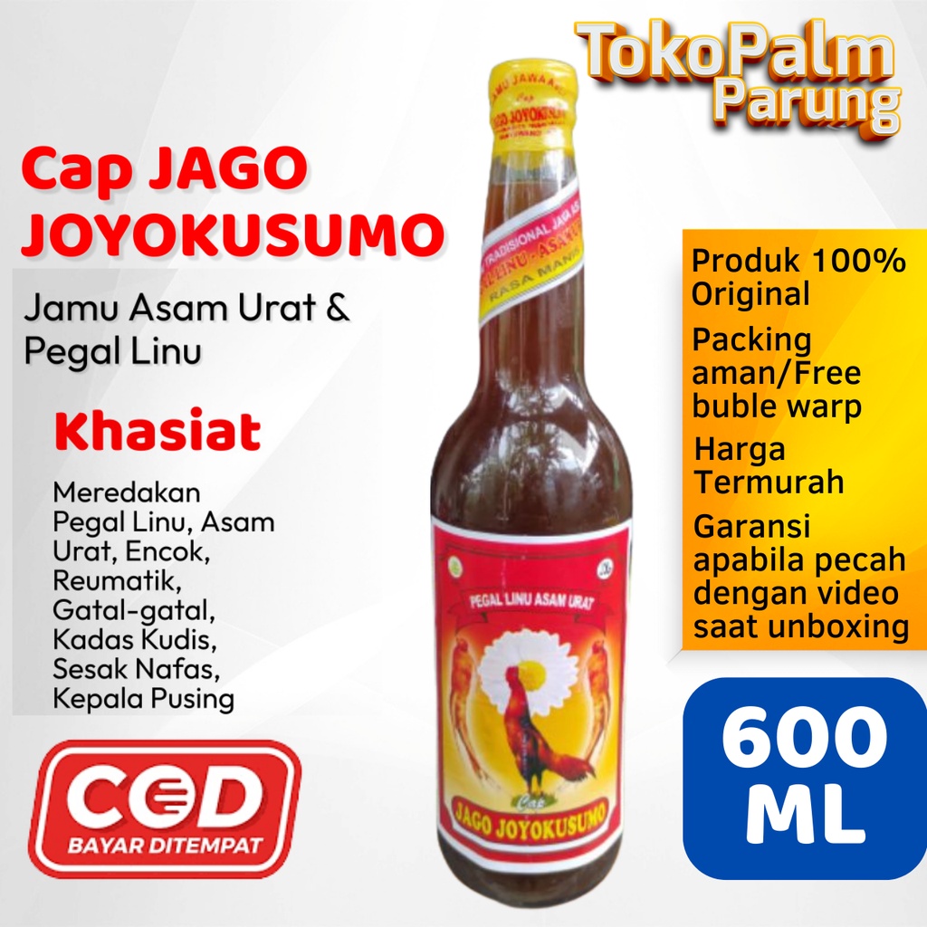 Jamu Tradisional Jawa Asli Cap Jago Joyokusumo Pegal Linu Asam Urat 600ml Paket 12 Botol Mujarab Produk Asli Herbal Alami