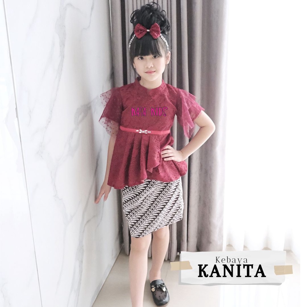 Kebaya Anak Perempuan/ Kebaya Anak Modern/ Set Kebaya Anak Kanita Pendek Rok Putih