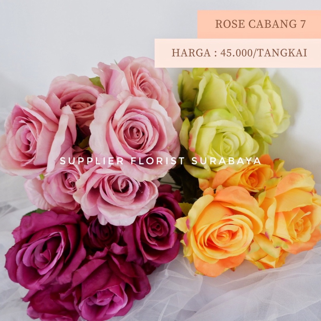 [CABANG 7] MAWAR CABANG 7 BUNGA PALSU ARTIFICIAL FLOWER MAWAR PREMIUM IMPORT BUKET BUNGA MAWAR HIASAN BUNGA IMITASI DIY FLOWER FLORIST