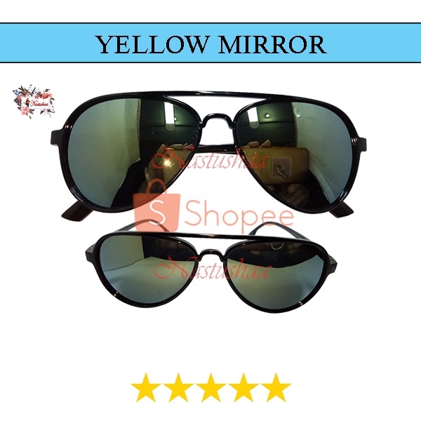 Kacamata Lensa Hitam Mirror Import Kaca Mata Model Aviator Anti UV Protection Sunglasses Outdoor Pria dan Wanita FREECASE