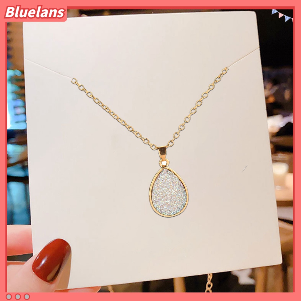 Bluelans Women Simple Water-drop Shape Shiny Surface Resin Pendant Necklace Jewelry Gift