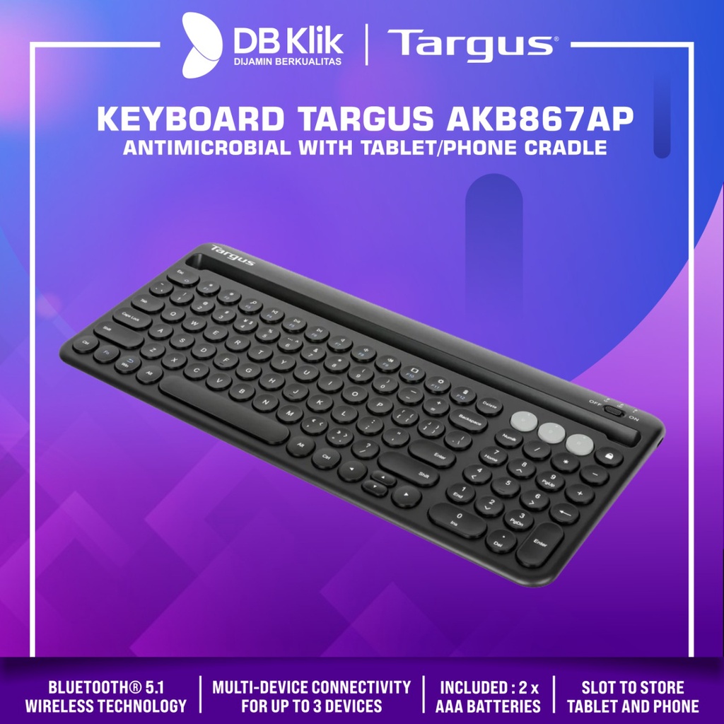 Keyboard Targus AKB867AP Antimicrobial Tablet Stand Bluetooth 3 Device