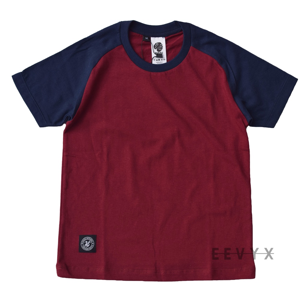 Baju Anak Laki Laki Reglan Kizzu Umur 1-12 Tahun Bahan Cotton 30S - Maroon - Eevyx Store