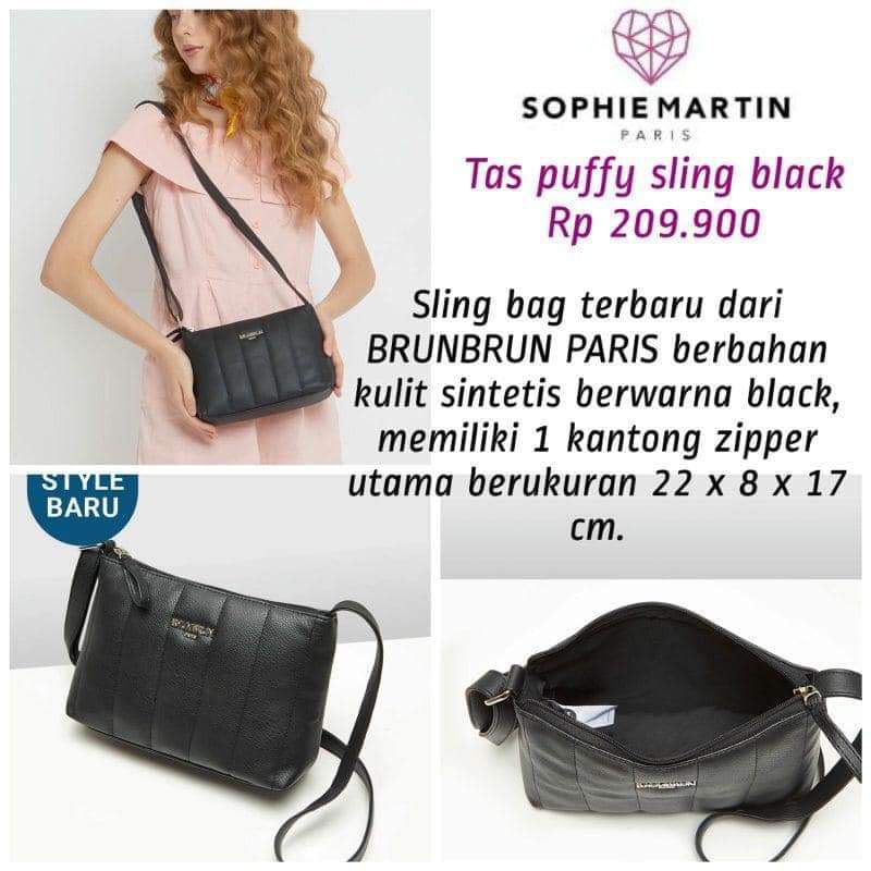 TAS SELEMPANG WANITA SOPHIE PARIS ORIGINAL PUFFY SLING BLACK