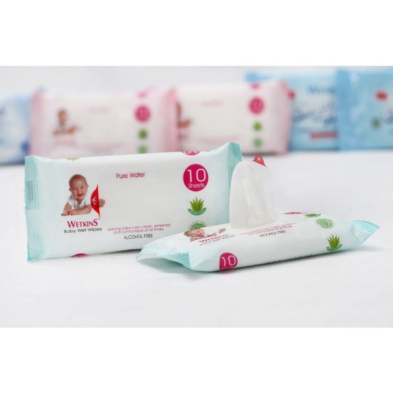 Tissue Basah Wetkins Baby Blue dan Baby Pink TISU BASAH ISI 10 24 50 Sheet