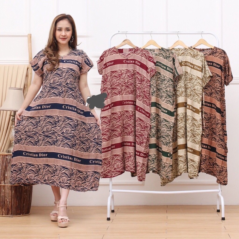 Daster Midi Busui Dress Pesta Cantik Andin Arab Combi Dior Viral Branded Rayon Ori Homedress