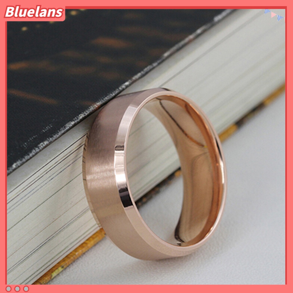 Bluelans Cincin Bahan Titanium Steel Model Lebar Gaya Punk Untuk Cocktail