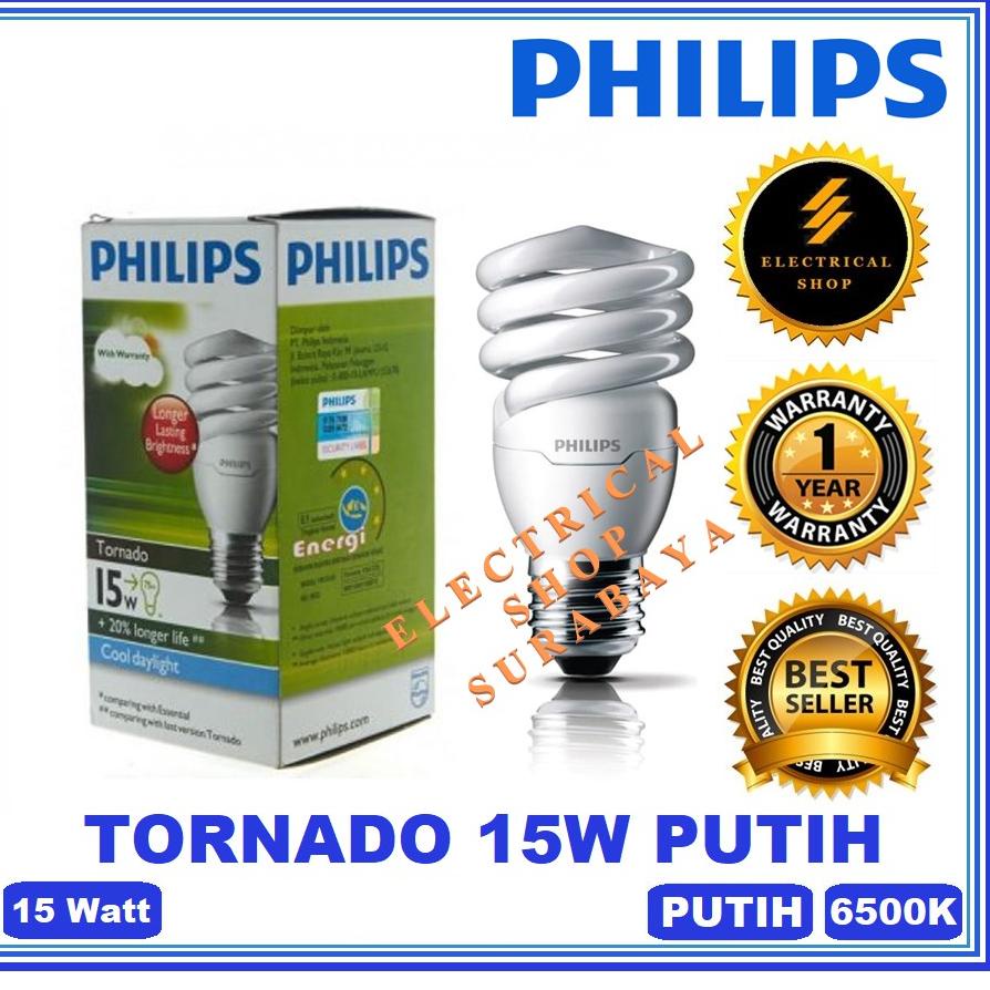 "SKH.18Oc22ᵛ" PHILIPS LAMPU TORNADO 15W 15 WATT PUTIH & GARANSI) SPIRAL CDL MURAH ORIGINAL