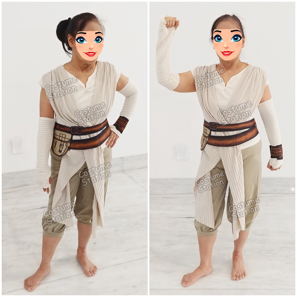 Kostum Star Wars Rey Skywalker White / Costume The Last Jedi dewasa wanita