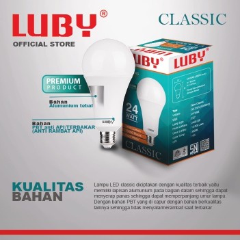 Lampu LED LUBY Classic 24 Watt Bohlam Bulb 24W W cahaya putih Cool Daylight CDL 6500K E27