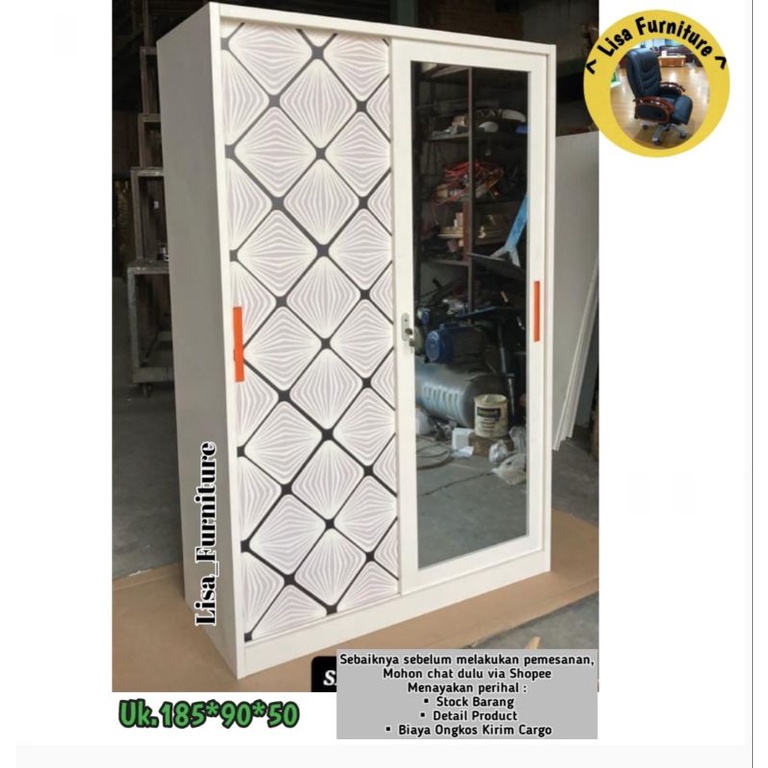 Lemari Besi Pakaian kaca|Lemari Besi Pakaian Sliding|Lemari besi pakaian 3 pintu|Lemari besi pakaian