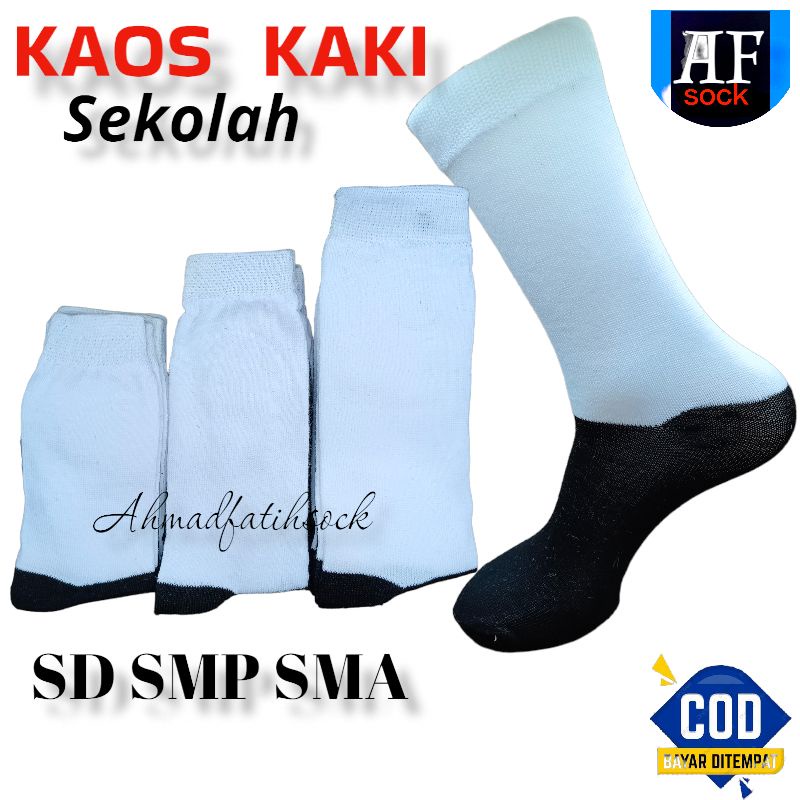Kaos Kaki Sekolah Panjang  Hitam Putih Anak SD SMP SMA Laki Laki / Perempuan Premium Murah