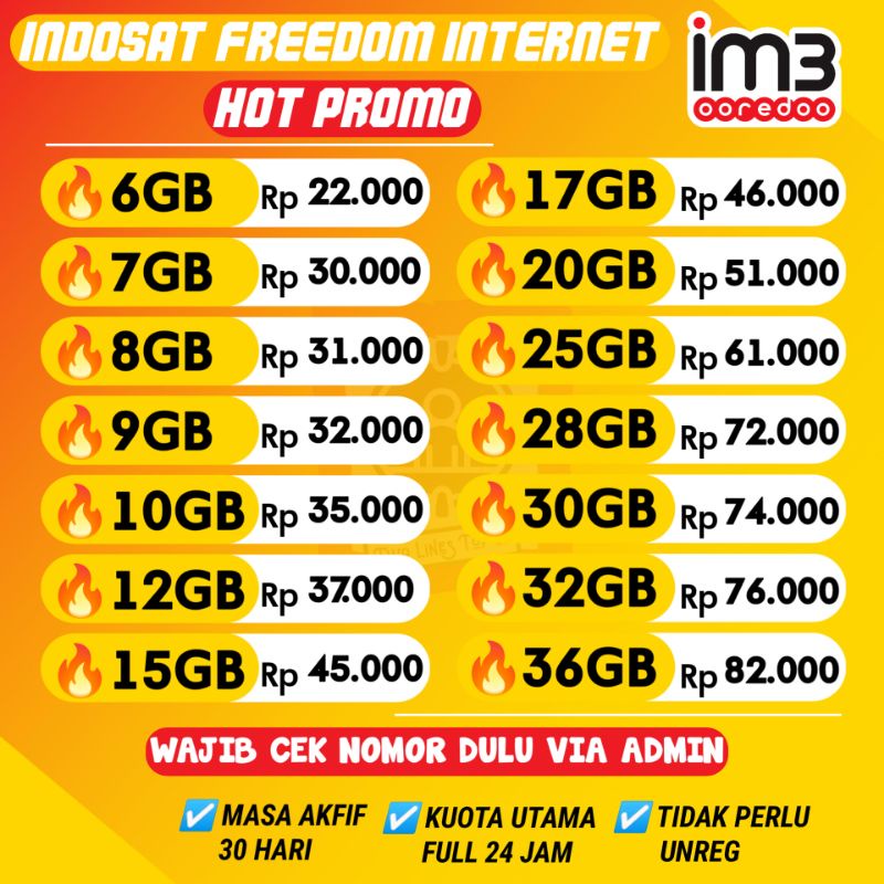 Kuota Gift Freedom Internet Indosat | Paket Data Hot Promo Im3