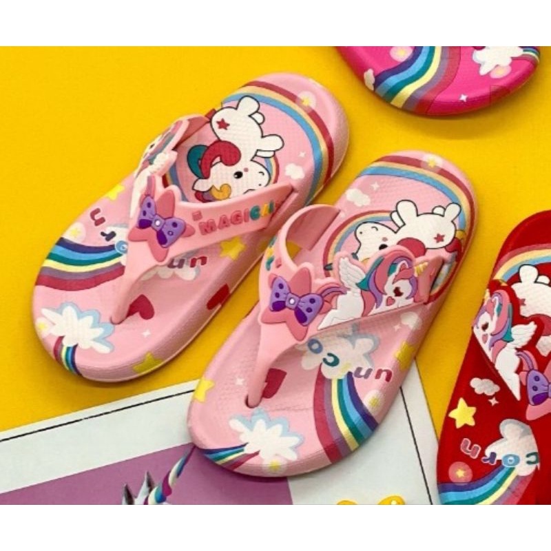 Sandal jepit jelly anak cewek import sandal anak perempuan terbaru motif unicorn