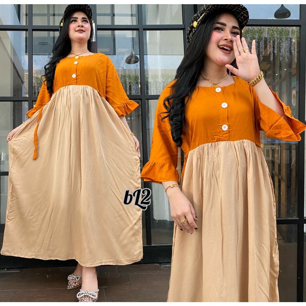 DRESS CIBI JUMBO - DRESS BUMIL TERBARU - DASTER VIRAL 2023 MURAH - DRES JUMBO KOMBINASI POLOS TERBARU MUAT BB MAKS 80 KG