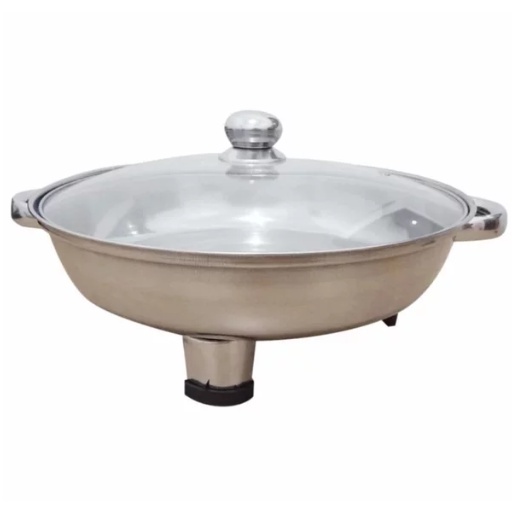 Tempat makan prasmanan bulat tutup kaca 555 fast food serving pan FPG-002B-KD - stainless steel