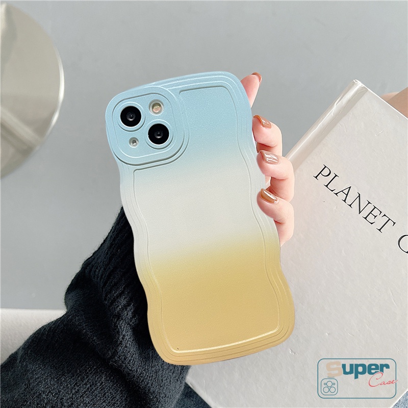 Case Oppo A17 A57 A15 A17K A77 A77s A12 A78 A54 A95 A55 A3s A16K A96 A1K A74 A76 A16 A15s Reno8T A7 A5s A16E A53 A9 A5 A16s A52 A33 A72 A35 Bingkai Bergelombang Gradasi Warna Warni Soft Cover