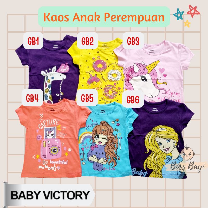 BABY VICTORY - Kaos Anak Laki-Laki/ Perempuan Lengan Pendek 1,2,3 Tahun Group B