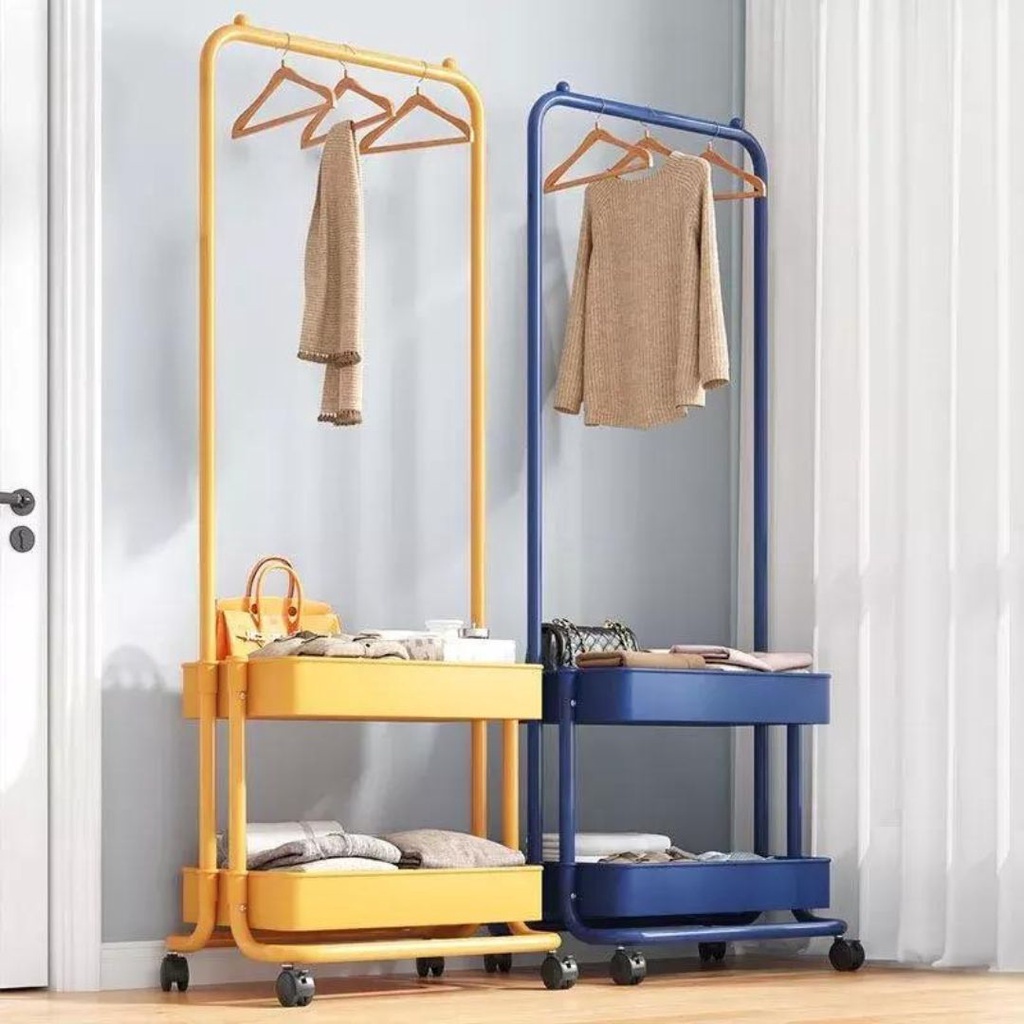 SHENAR,(COD) Rak Gantungan Baju Roda Stand Hanger Gantung Pakaian Tempat Penyimpanan Tas Buku Serbaguna/Alexa Rack