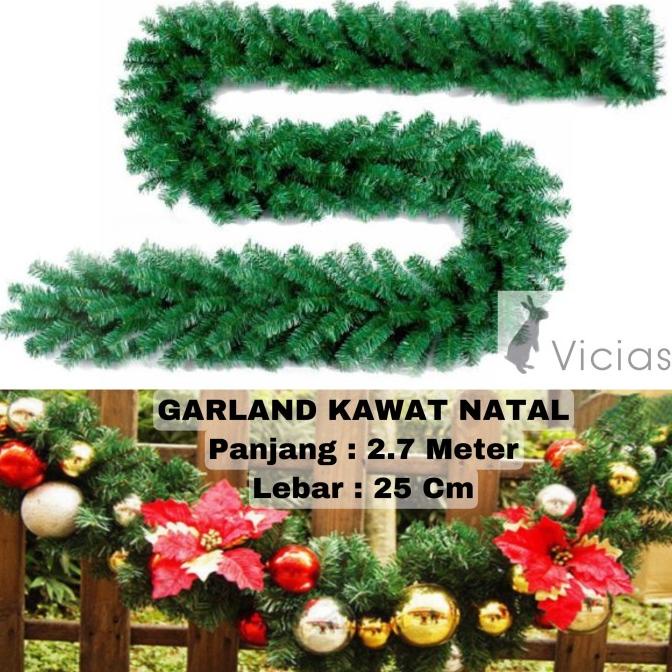 TIN10 Garland Daun KAWAT Lilit Murah Hiasan Dekorasi Natal Christmas