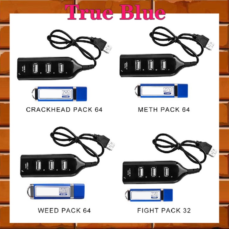 Btsg Perlengkapan Gaming True Blue Mini METH Pack 64pak Crackhead 64paket Fight32Dengan Hub Untuk PS1 Untuk Gamers