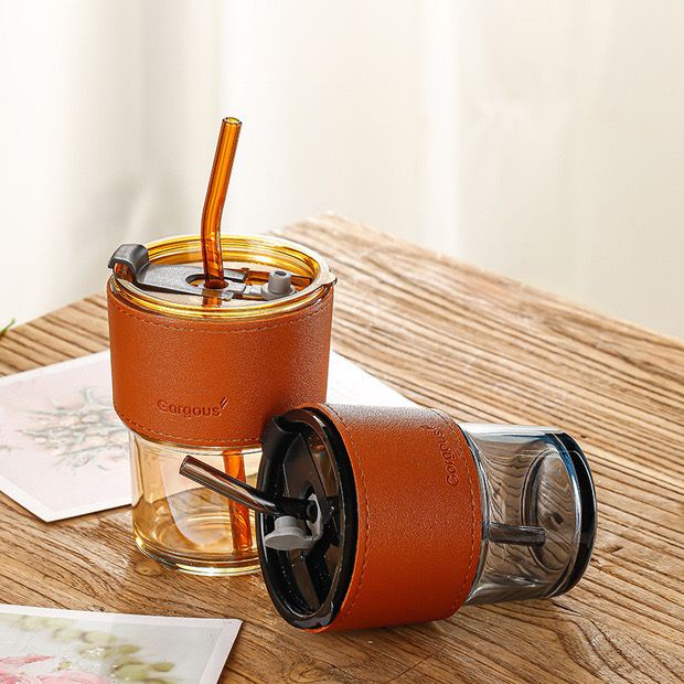 AZ BOTOL GELAS TUMBLER KACA 2IN1 / GELAS AESTHETIC ANTI PANAS