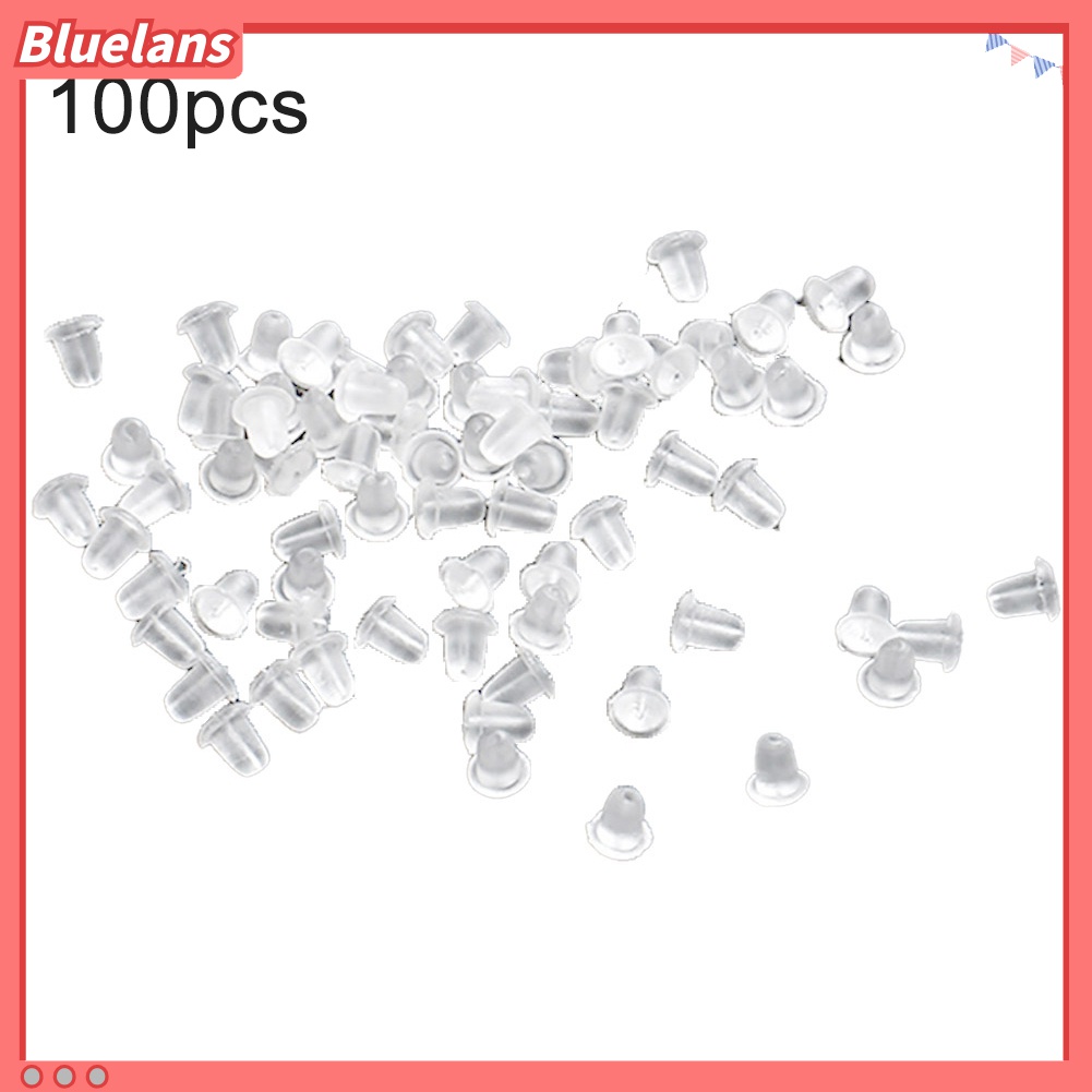 100 Pcs Alat Penyumbat Belakang Anting Bahan Plastik Lembut Warna Bening