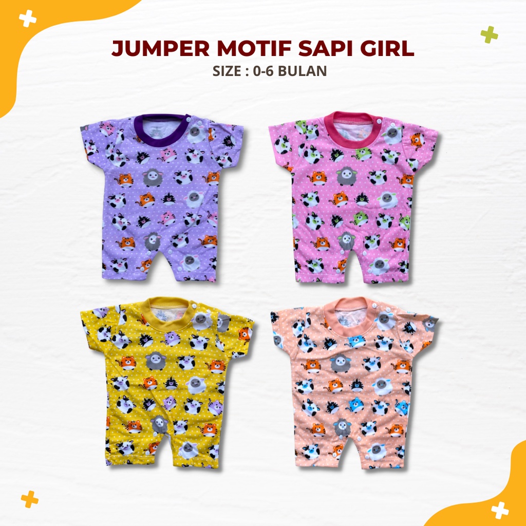 Jumper Bayi Newborn Lengan Pendek Jumpsuit Hansop Katun 0-6 Bulan