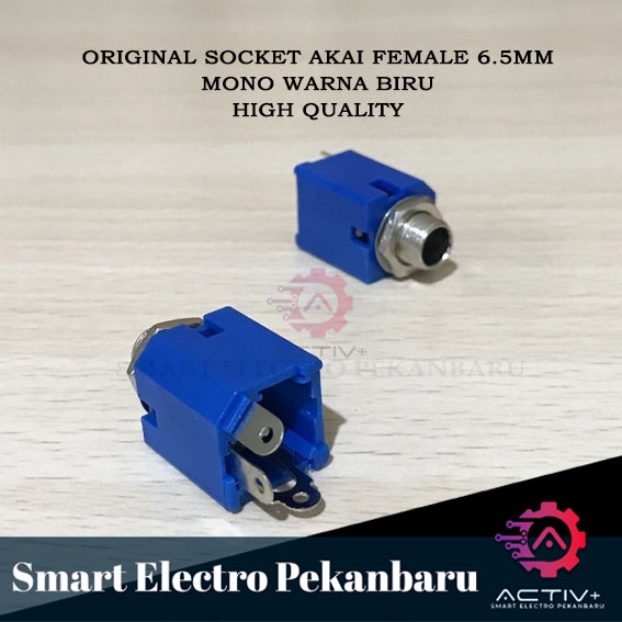 ORIGNAL SOCKET AKAI 6.5MM MONO FEMALE SOKET BIRU 6.5 MM MONO BODI PERSEGI SEGI KOTAK BIRU Socket Aka