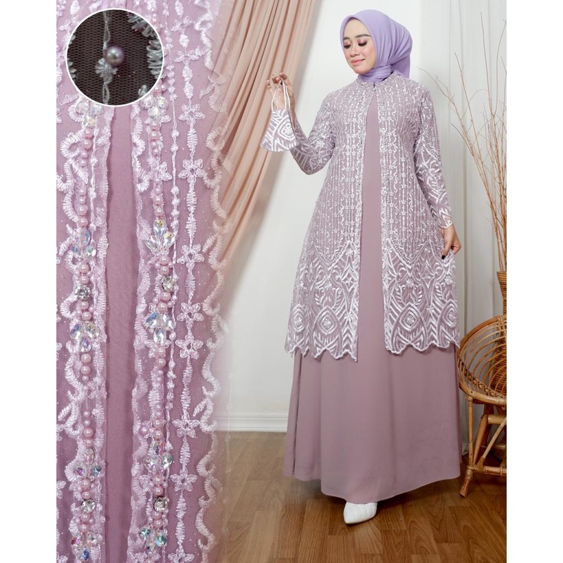 Gallery kebaya - Gamis cardigan II tile mutiara mix baby doll / kebaya modern terbaru