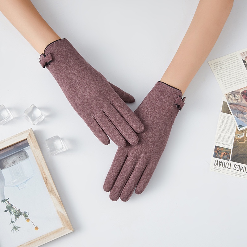 Sarung Tangan Simple Wanita Pita Cantik Lucu Korean Version Women Gloves Full Finger Touchscreen