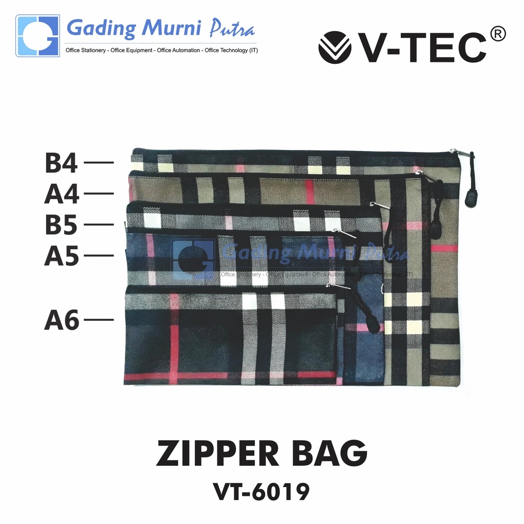 

Zipper Bag Pouch Folder Map Document Bag MOTIF KOTAK KOTAK V-TEC VT-6019