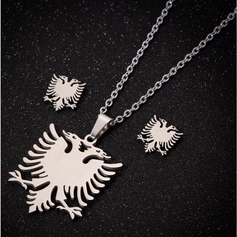 Kalung Bahan stainless steel Desain Elang Albanian Gaya retro Eropa Amerika