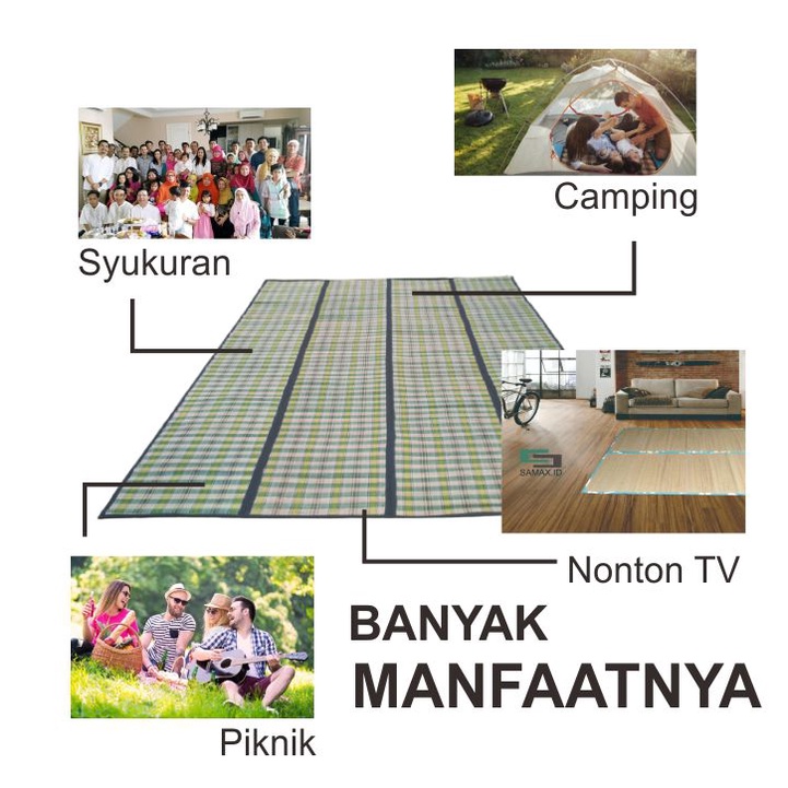 RB Tikar Piknik Lipat Jumbo Anti Slip Bahan Alami