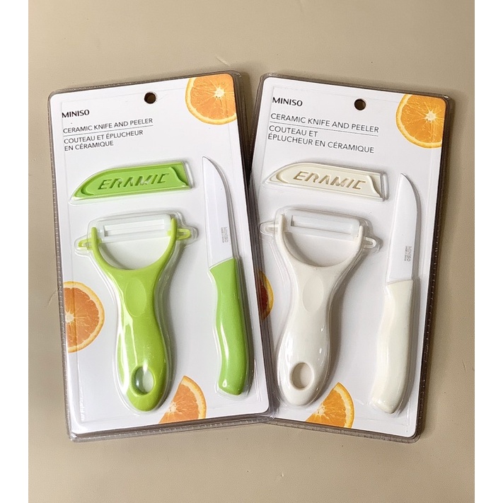 MINISO Ceramic Knife And Peeler Pisau Dapur Dan Parutan Color Original