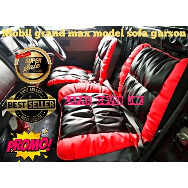 sarung jok gran max pick up model sofa garson,variasi sarung jok mobil grand max pick up,sarung jok 