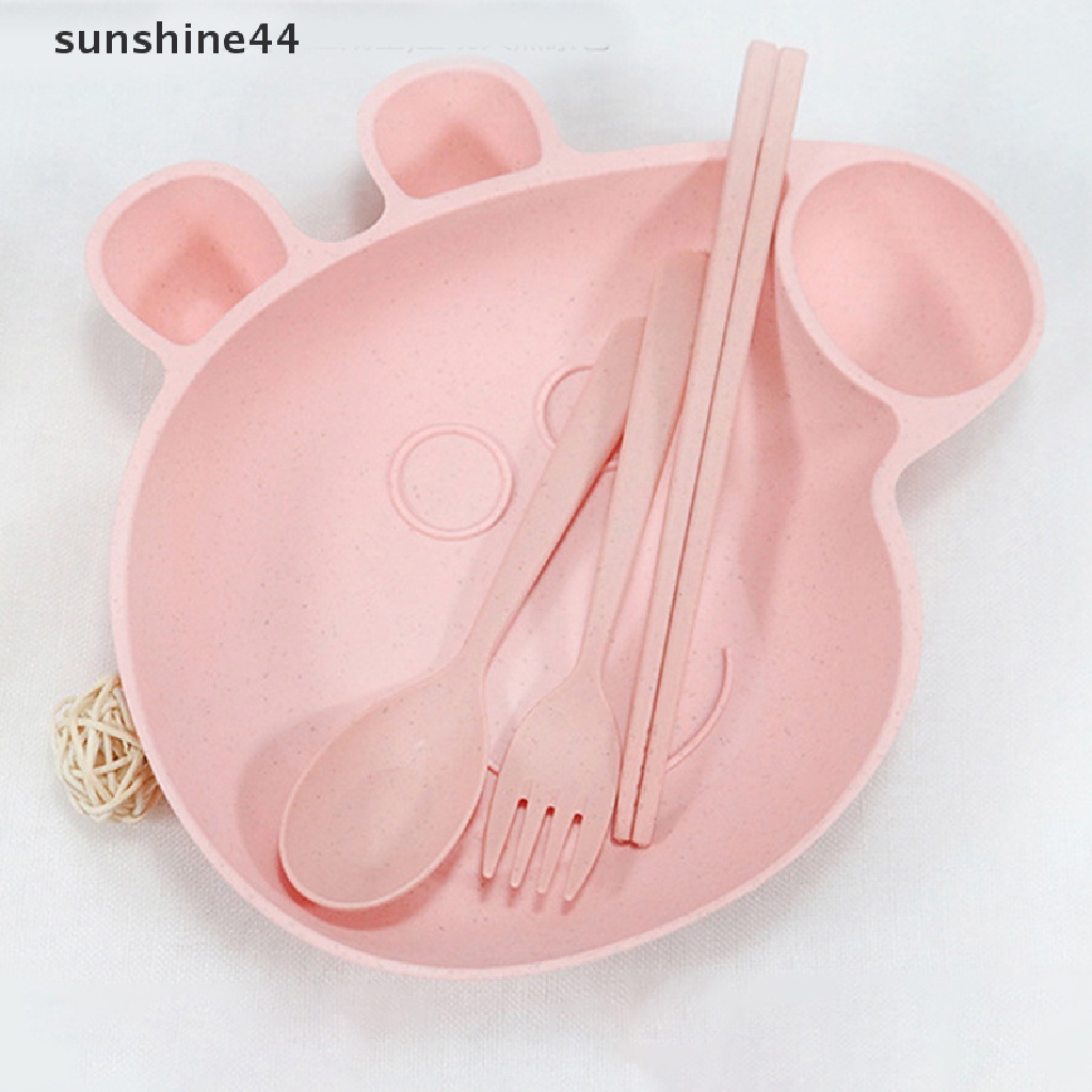 Sunshine 4Pcs / Set Piring Makan Bayi Bahan Pp Warna Polos