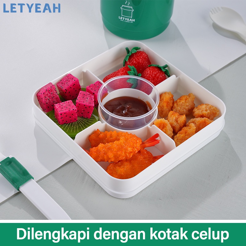 letyeah Kotak makan set 1600ml tempat bekal lunch box/500ml mangkuk sup portabel/tas bekal