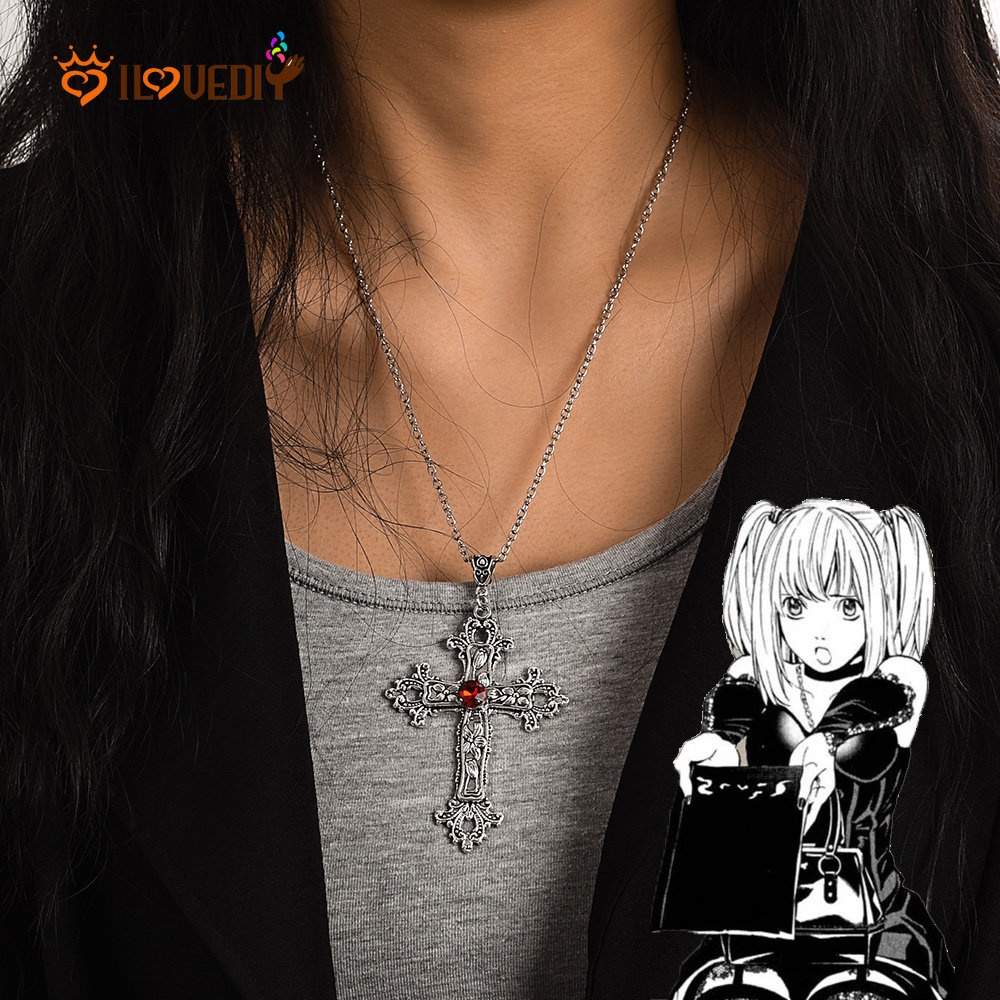 Kalung Choker Liontin Anime Death Note Bahan Zirkon Warna Merah Hitam Gaya Vintage Untuk Wanita