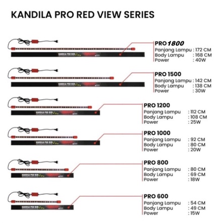 KANDILA PRO RED VIEW 400 40CM 8W LAMPU LED CELUP AQUARIUM TANNING T8 IKAN AROWANA ARWANA KOKI DISCUS CHANNA