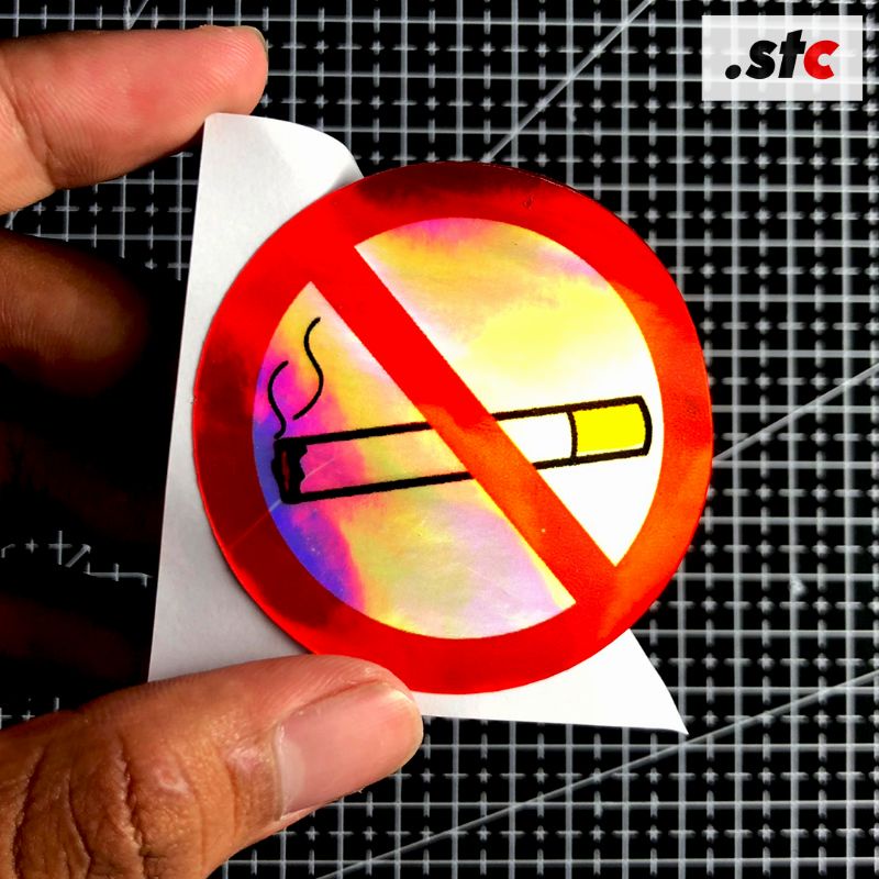 (isi 04) Sticker No Smokking Hologram Cutt Stiker Dilarang Merokok Setiker Larangan Merokok Stiker M